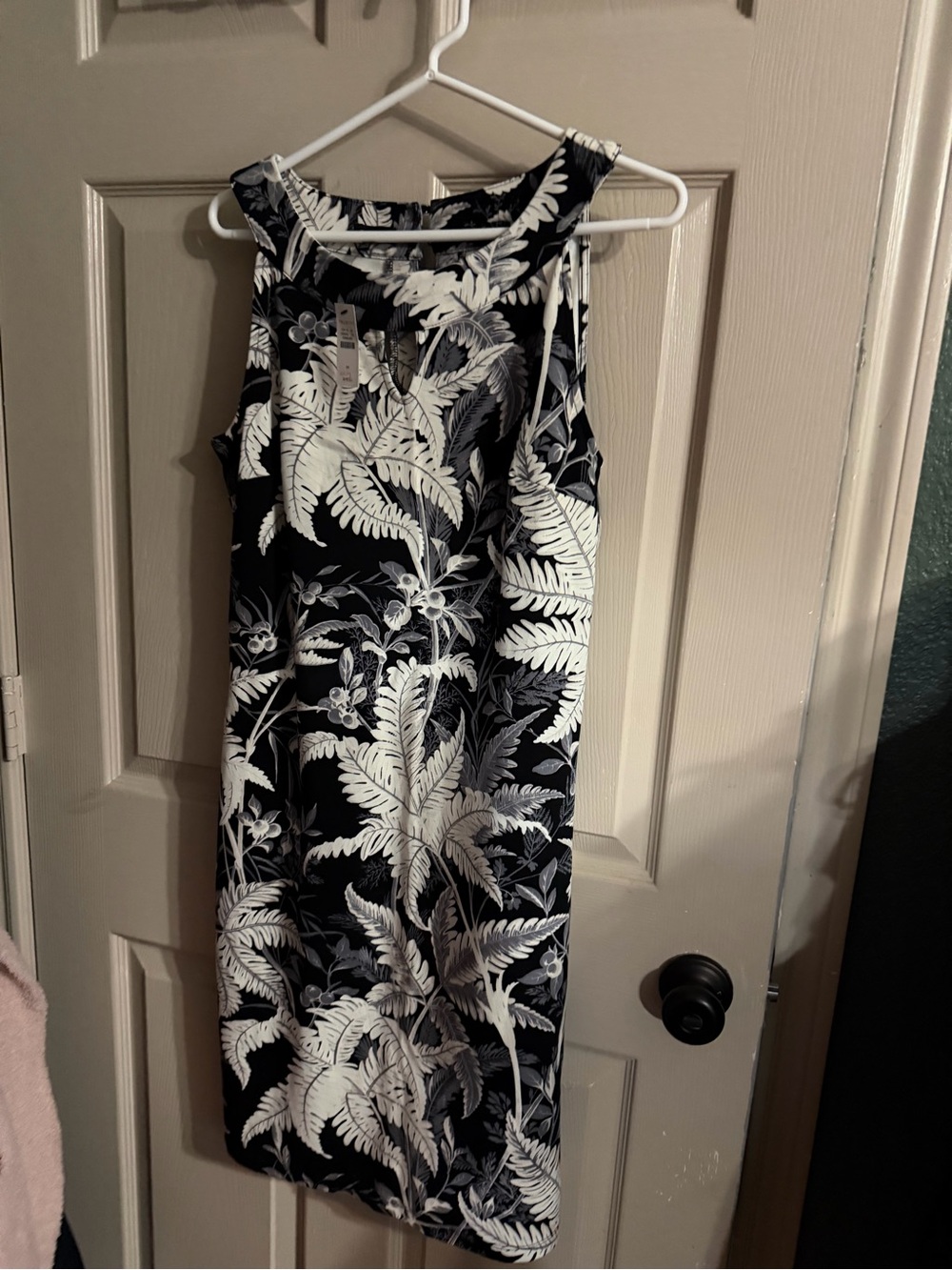 Talbots Black and White Tropical Print Sheath Dress